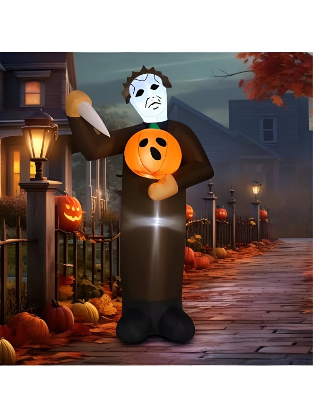 Halloween Inflatable 6FT Scary Pumpkin Killer with Built-in LEDs Blow Up Yard